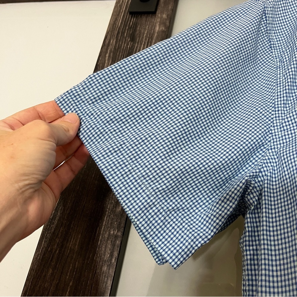 Vintage 90's Y2K Structure Men's Light & Navy Blue Checkered Shirt Large Preppy - Picture 3 of 9